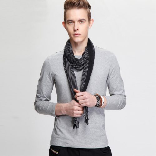 Gray Korean long-sleeve t-shirt