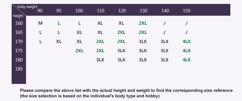 Korean long-sleeve t-shirt Size reference2